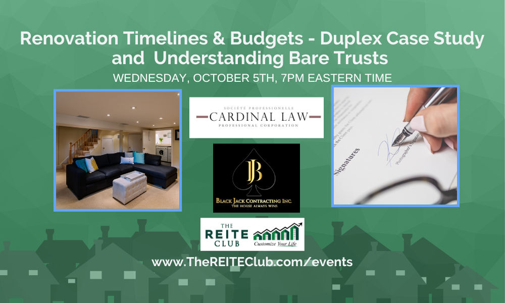 Renovation Timelines & Budgets - Duplex Case Study   AND  Understanding Bare Trusts